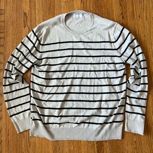 Old Navy Men's Crewneck Sweater - Dark Blue and Cream Stripes